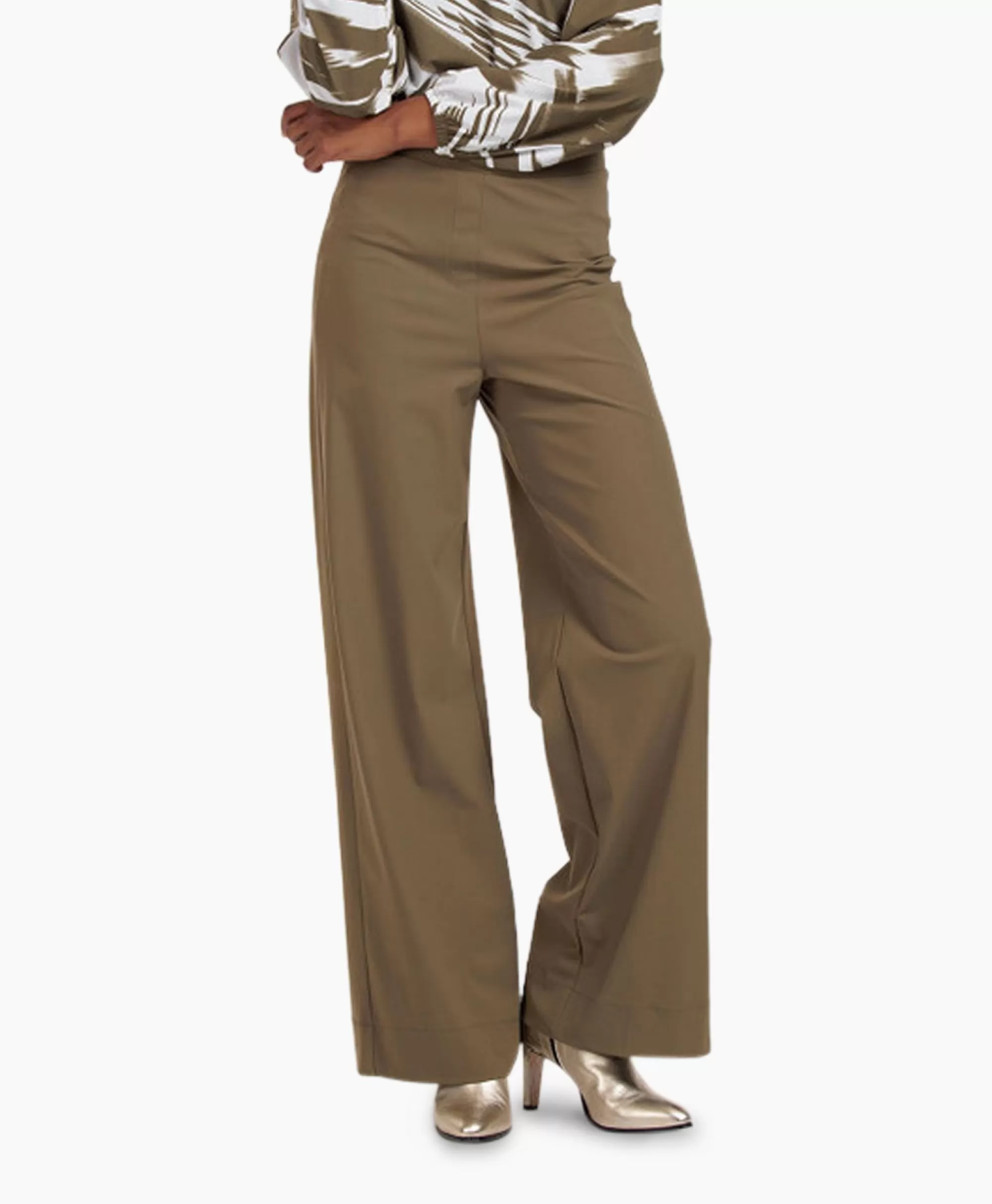 Broeken*Studio Anneloes Broek Alex Bonded Trousers Bruin Dessin