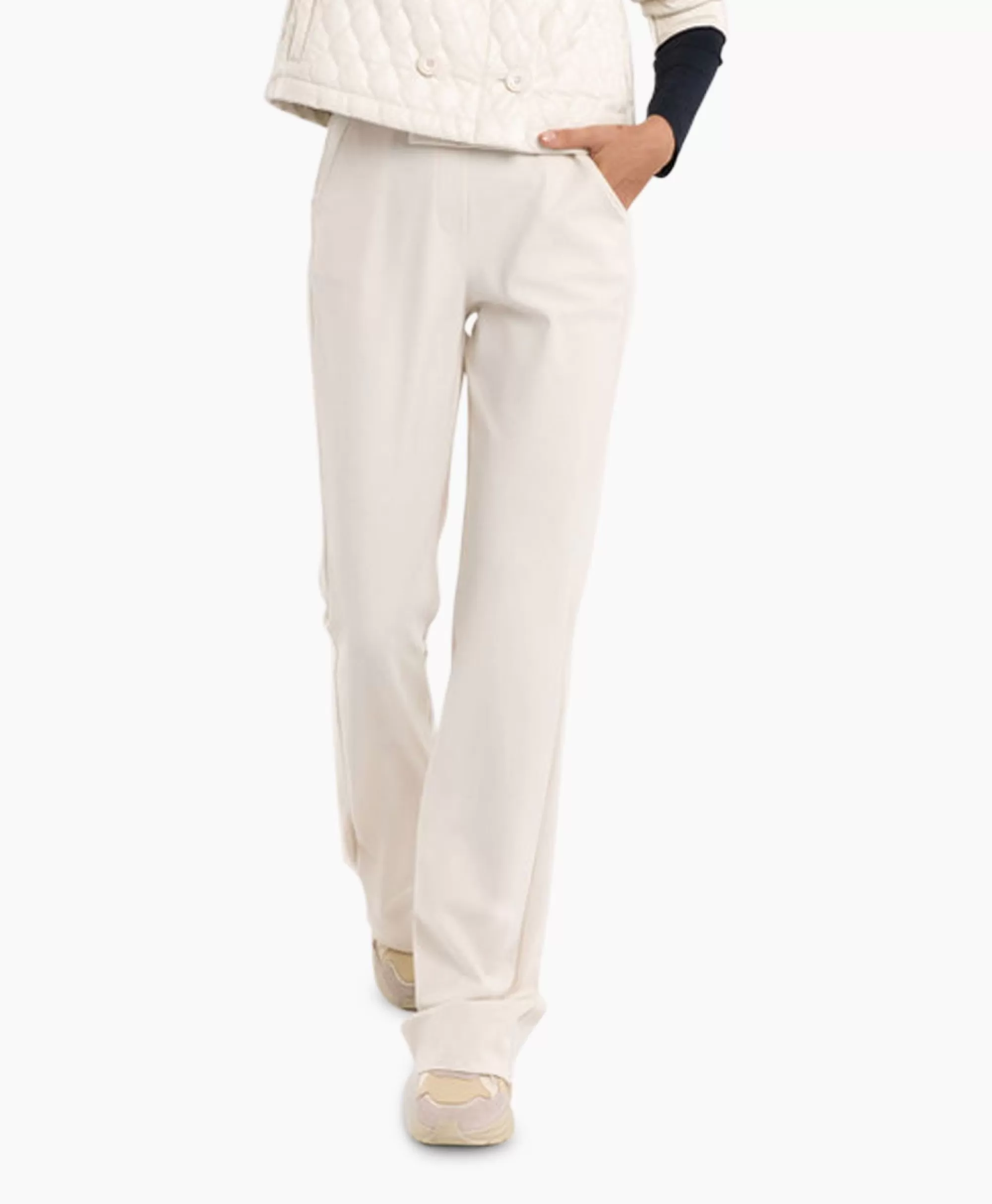 Broeken*Studio Anneloes Broek Flair Long Shiny Bnd Trousers Off White