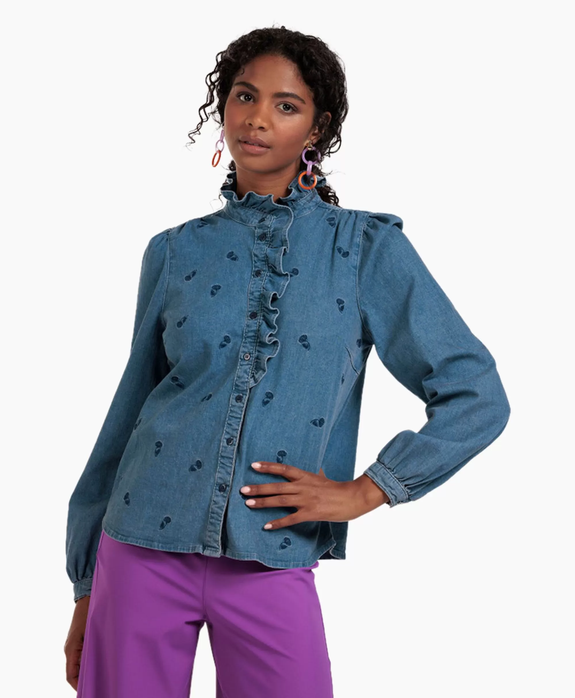 Blouses*Studio Anneloes Broek Lola Embroidery Denim Blouse Jeans