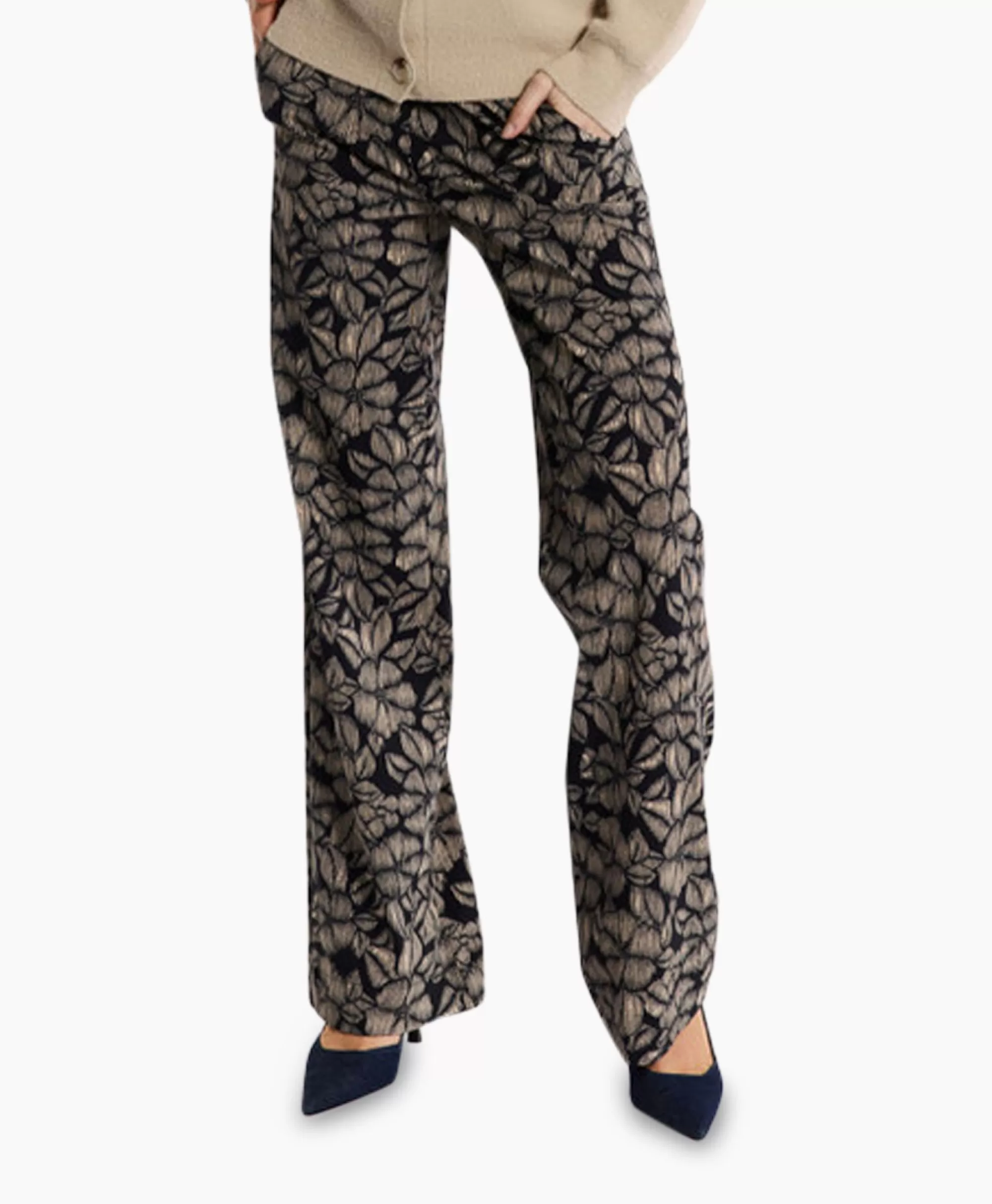 Broeken*Studio Anneloes Broek Marilon Flower Trousers Zand