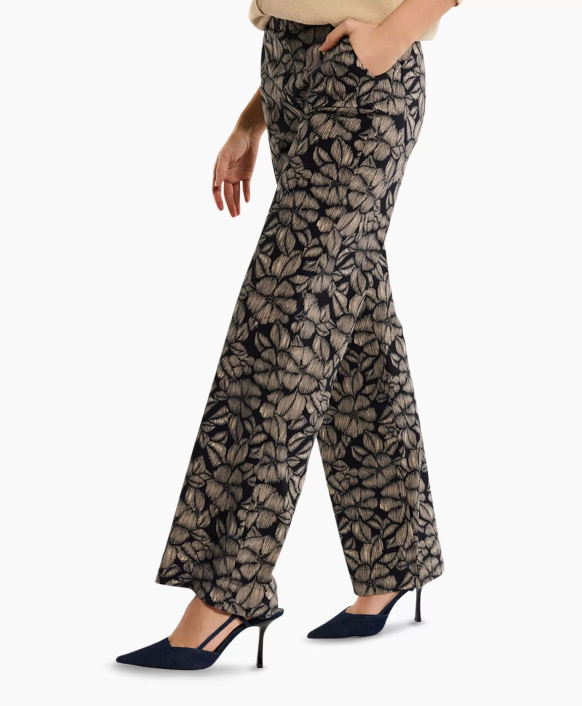 Broeken*Studio Anneloes Broek Marilon Flower Trousers Zand