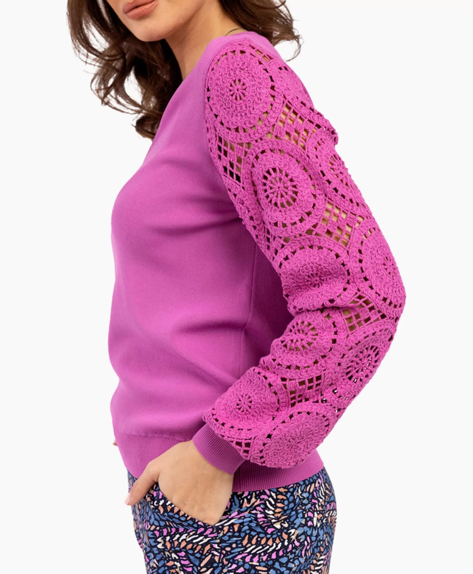 Truien*Studio Anneloes Pullover Dinah Crochet Roze