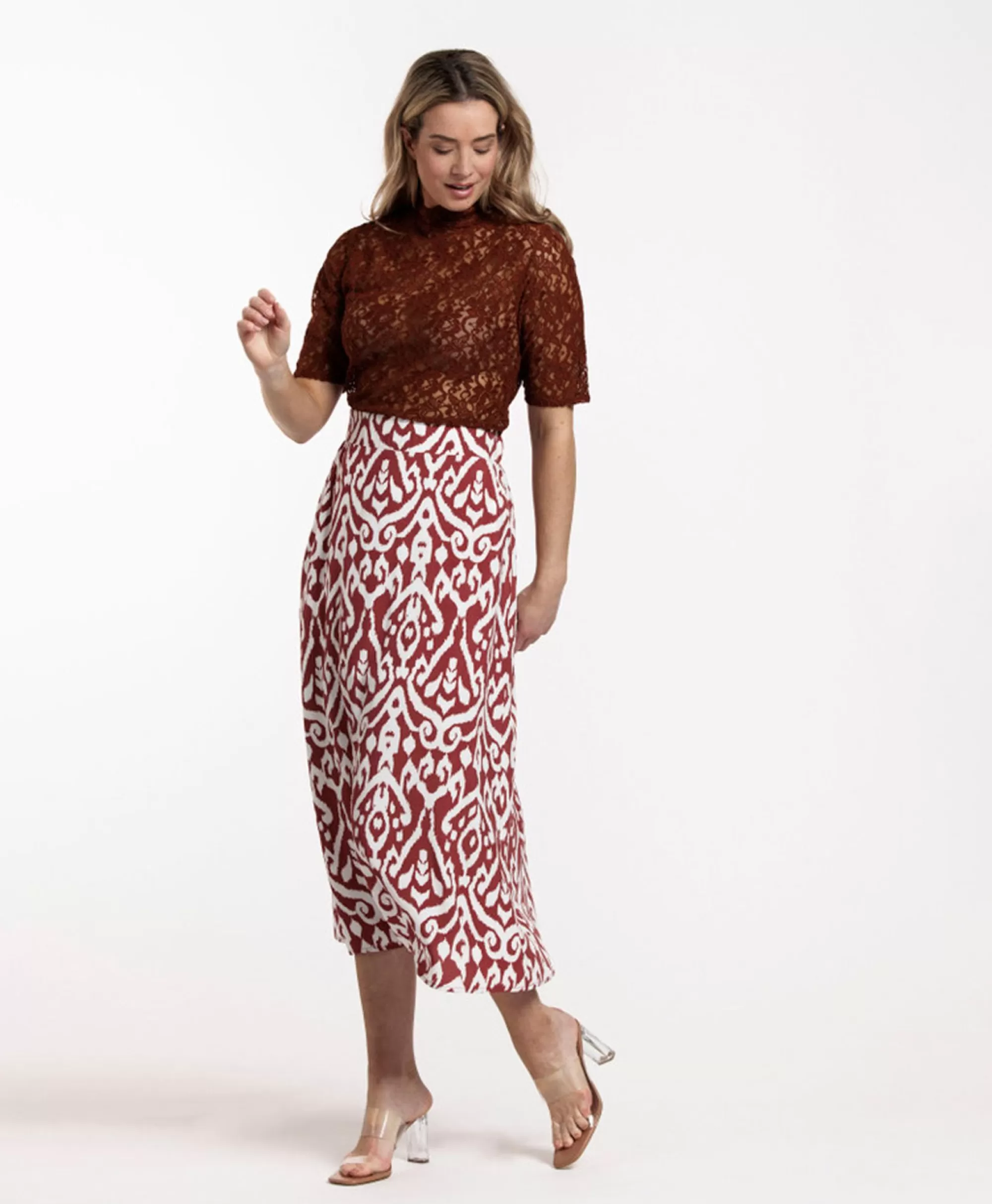 Rokken*Studio Anneloes Rok Yfke Ornament Skirt Bruin Dessin