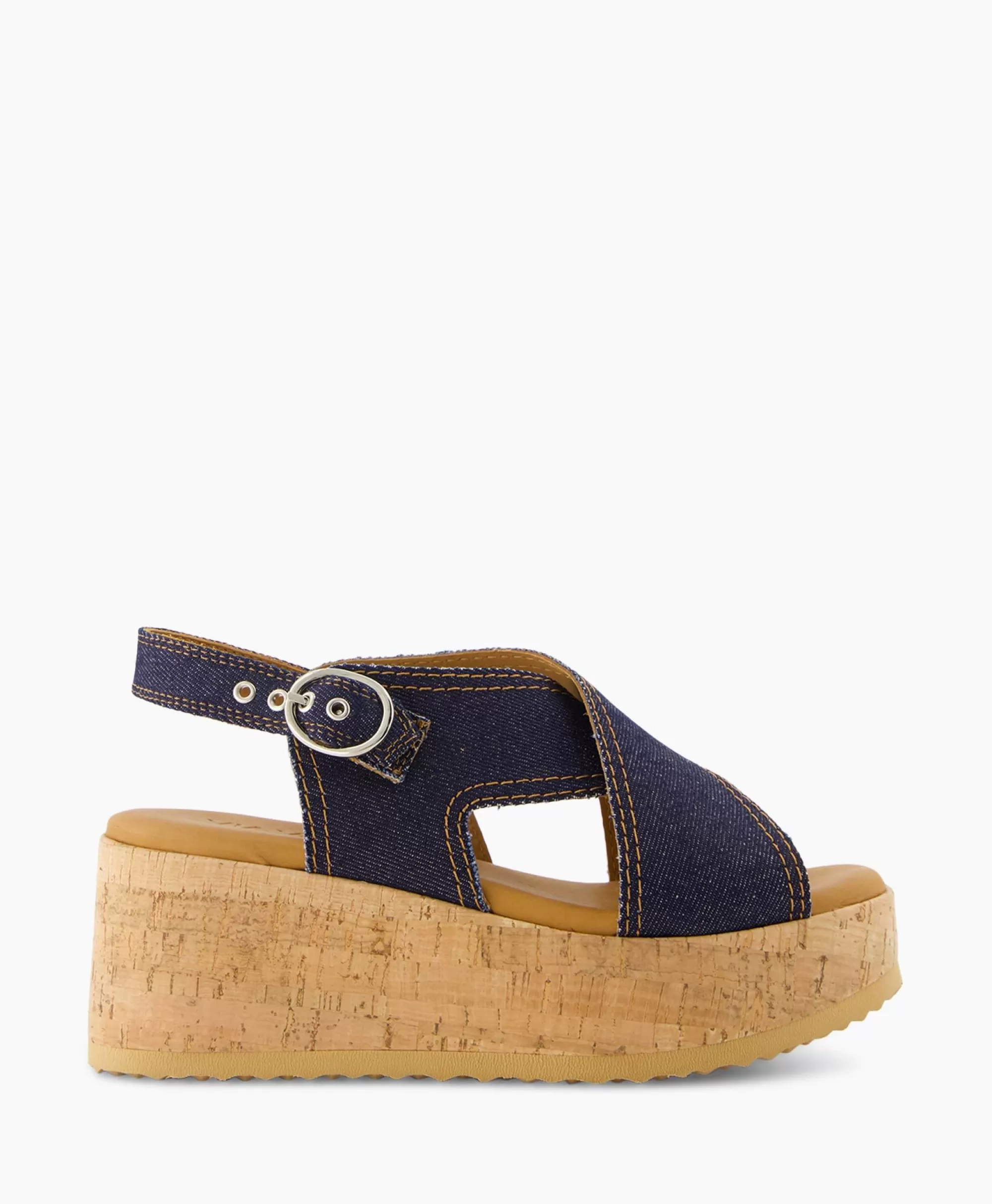 Sandalen*Via Vai Sandaal Met Hak Sissel Capri Blauw