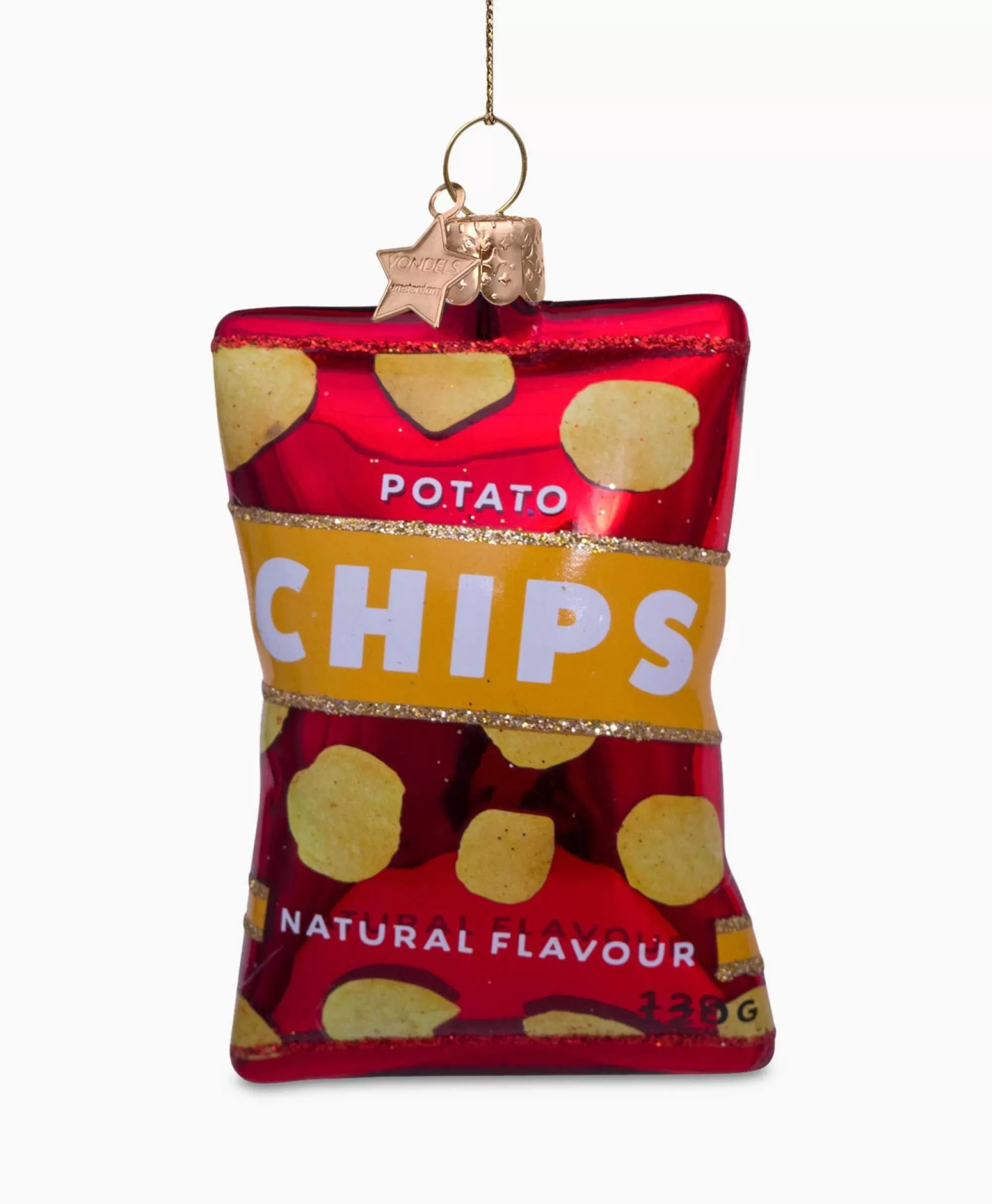 Lifestyle*Vondels Kerstbal Naturel Chips Rood