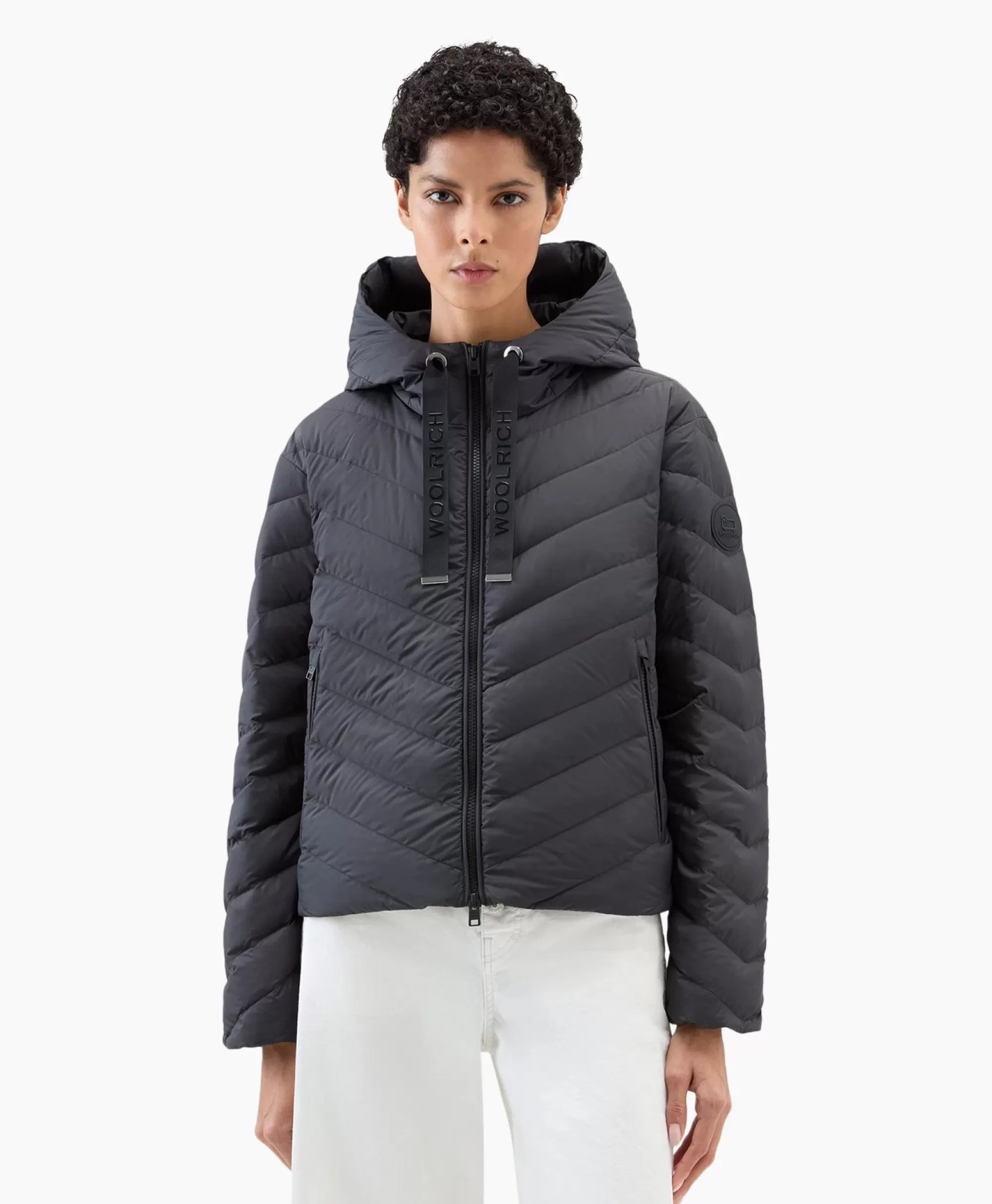 Jassen*Woolrich Gewatteerde Jas Chevron Hooded Zwart