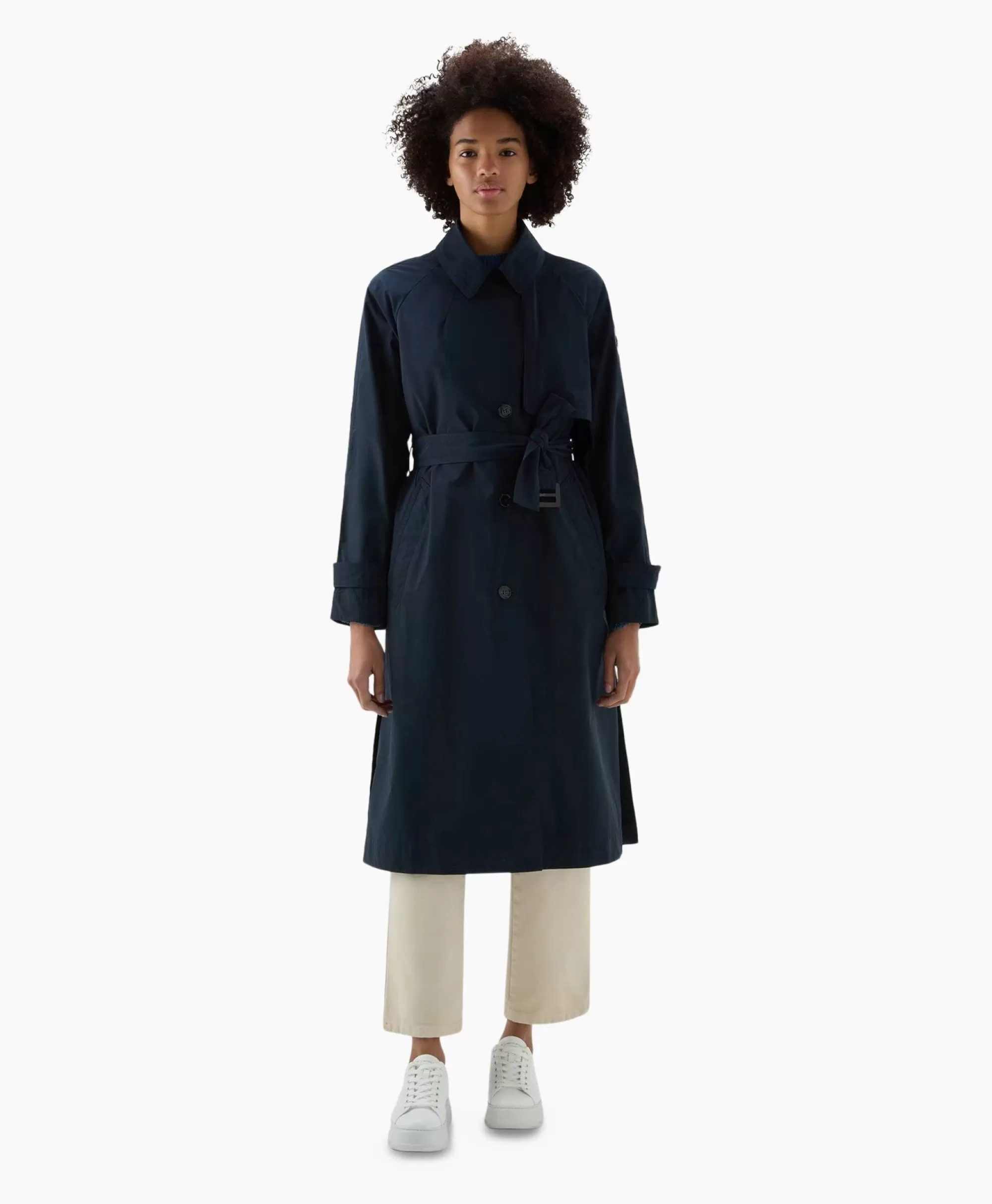 Jassen*Woolrich Trenchcoat Summer Donker Blauw