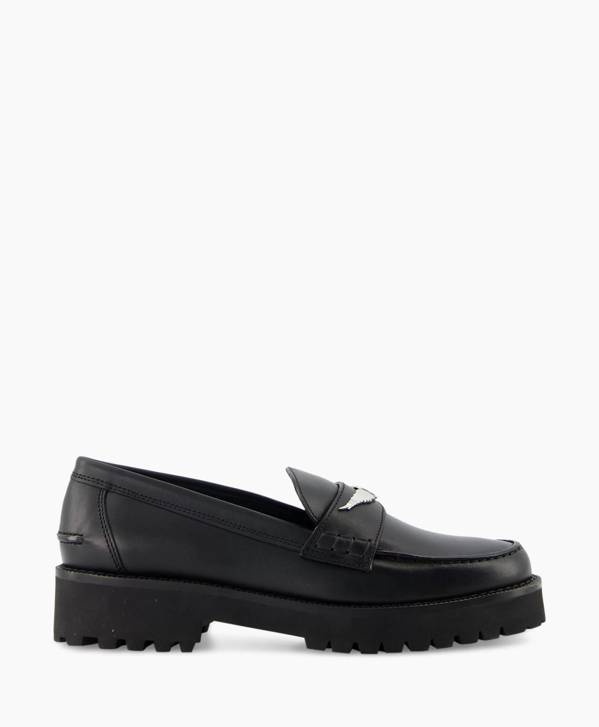 Instappers*Zadig & Voltaire Zadig & Voltaire Loafer Joecassin Semy-Shiny Calfskin Zwart