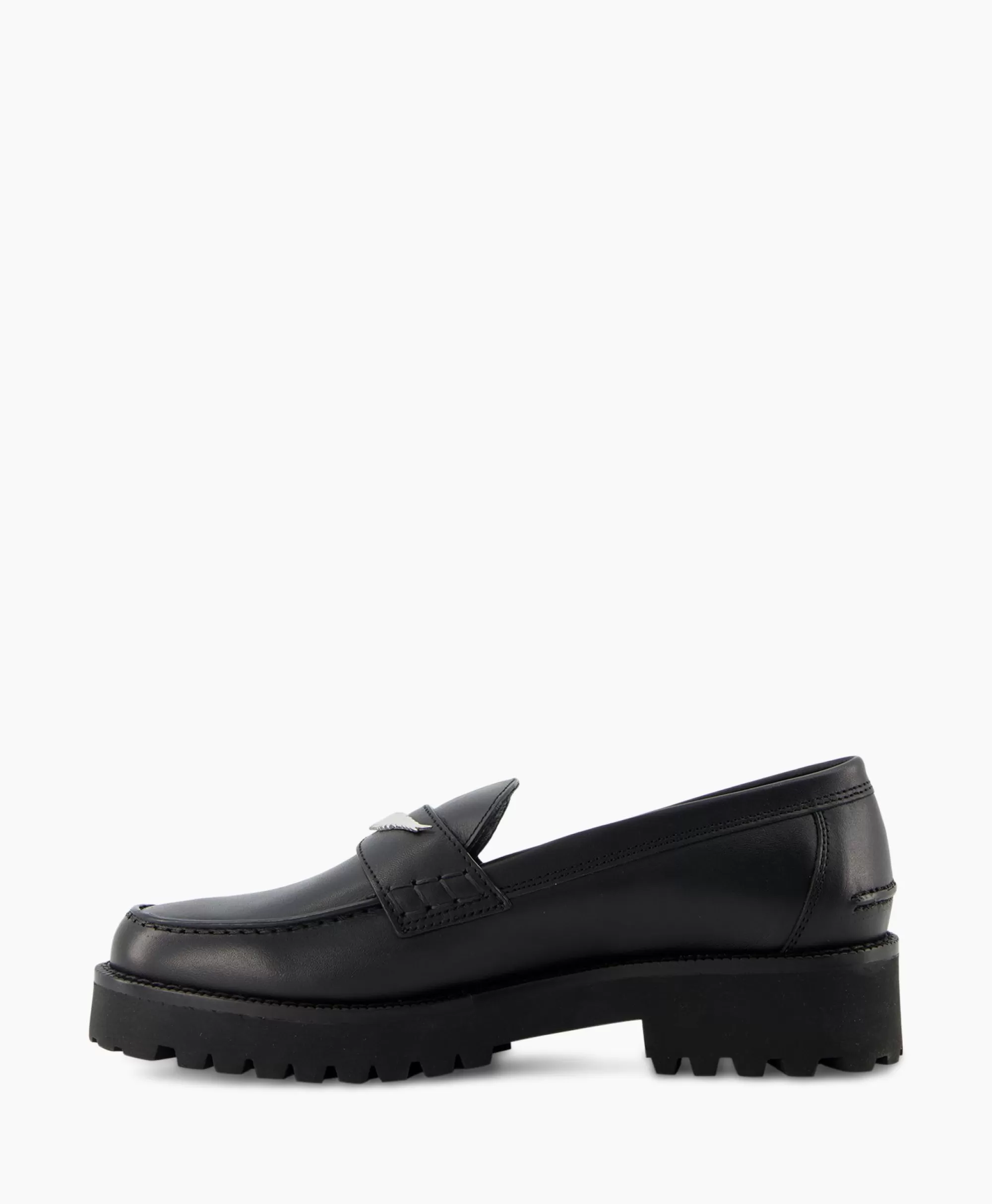 Instappers*Zadig & Voltaire Zadig & Voltaire Loafer Joecassin Semy-Shiny Calfskin Zwart