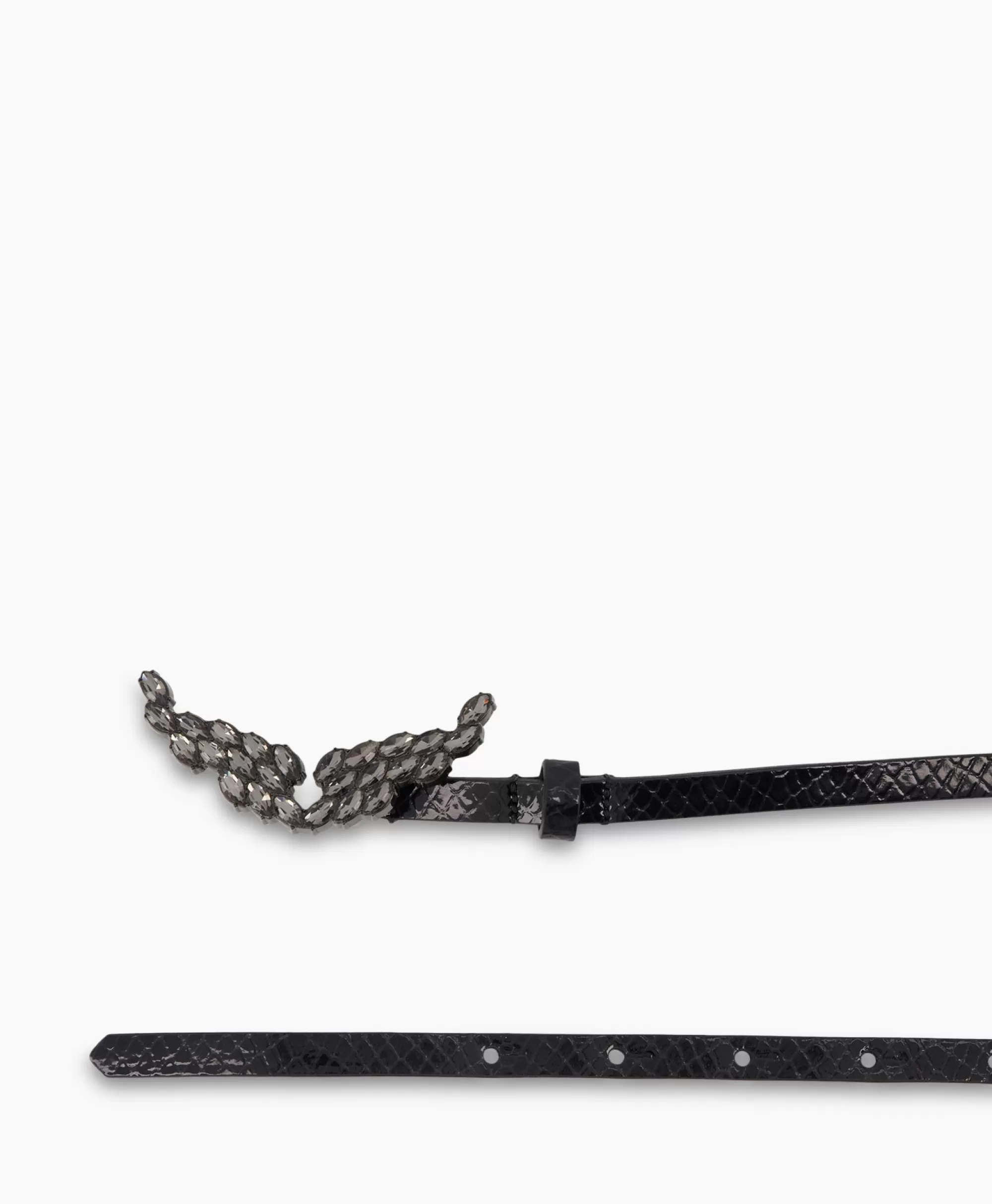 Riemen*Zadig & Voltaire Zadig & Voltaire Riem Rock Glossy Wild + Strass Zwart