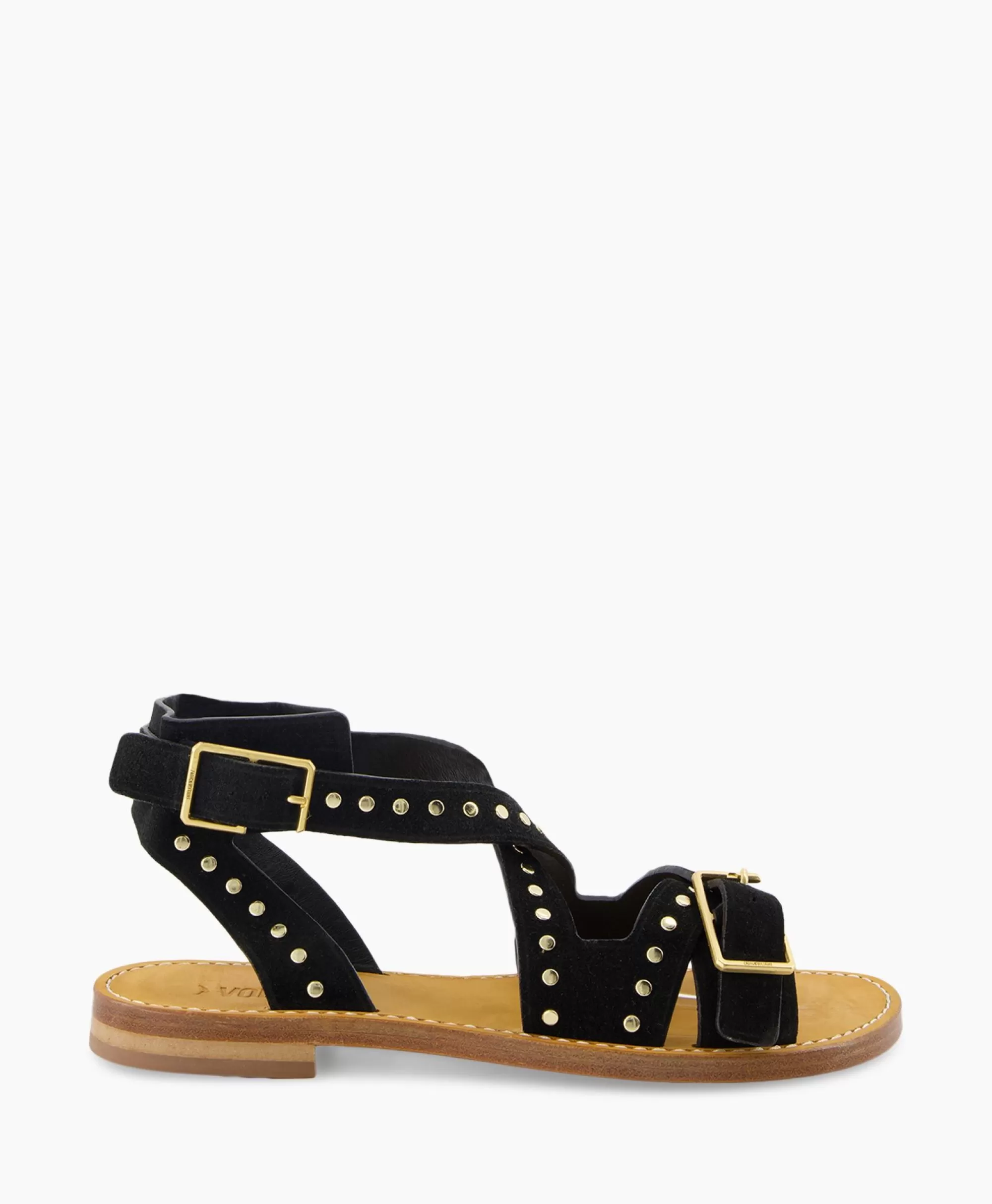 Sandalen*Zadig & Voltaire Zadig & Voltaire Sandaal Zonder Hak Cecilia Caprese Suede + Studs Zwart