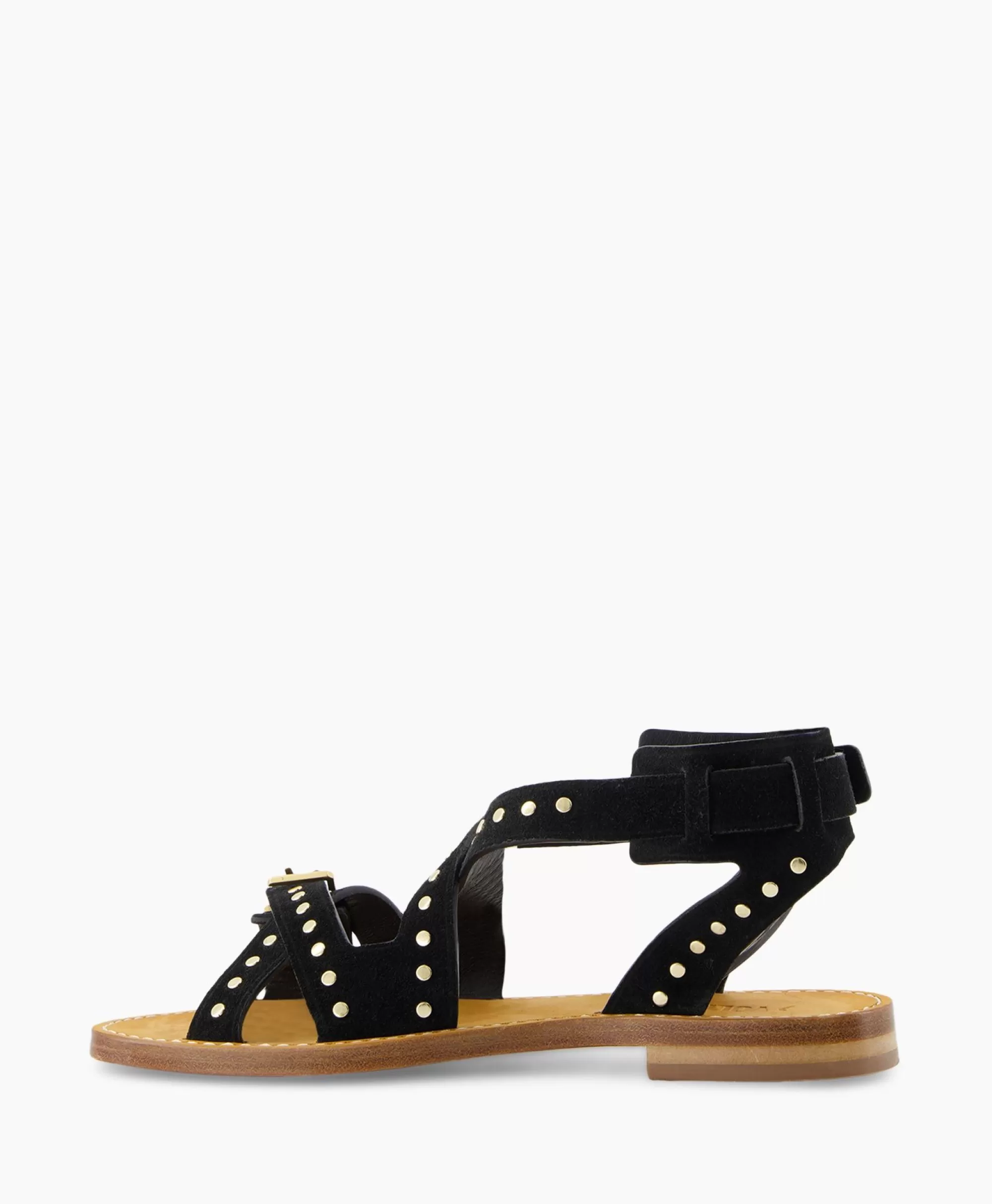 Sandalen*Zadig & Voltaire Zadig & Voltaire Sandaal Zonder Hak Cecilia Caprese Suede + Studs Zwart