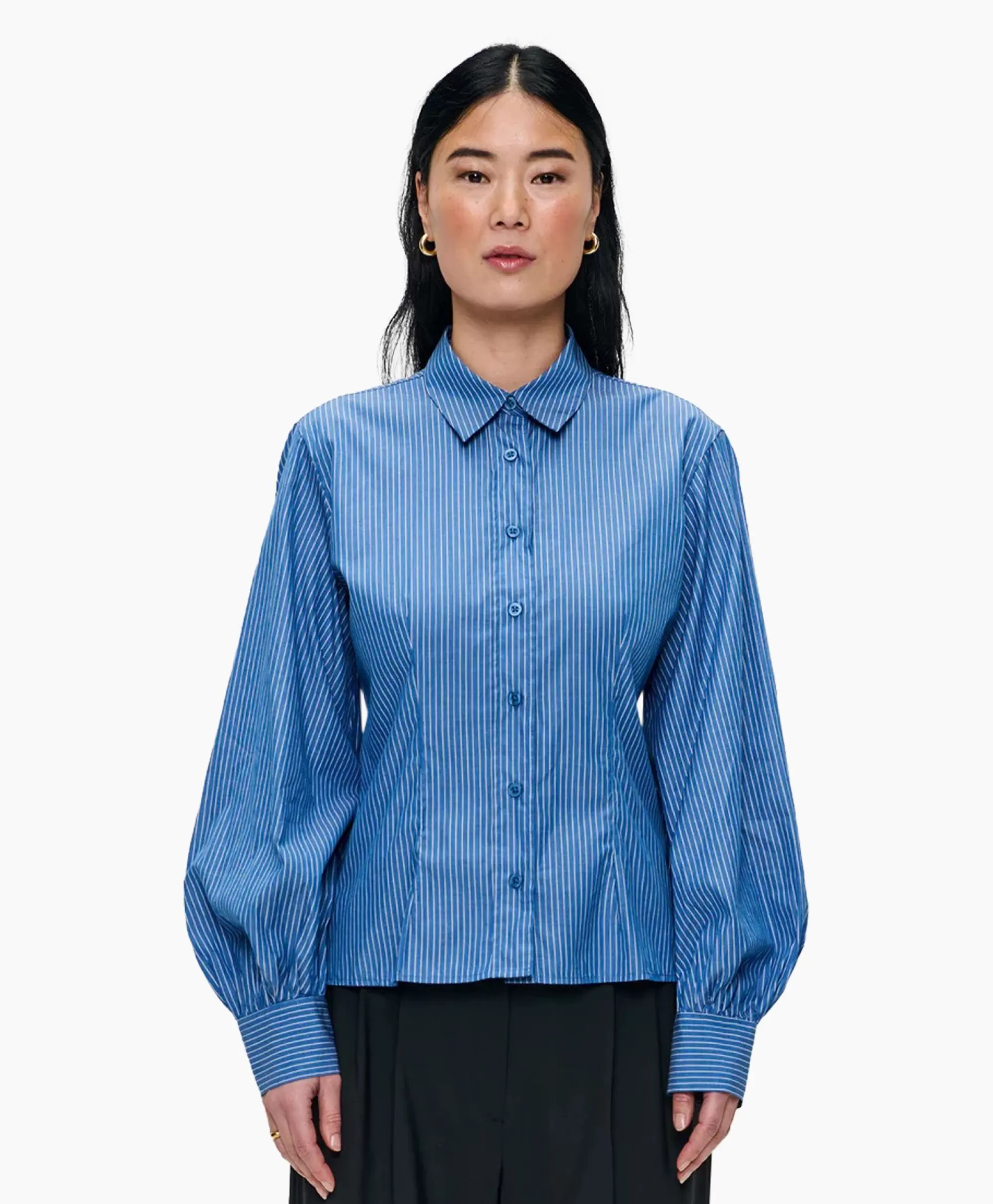 Blouses*Zenggi Blouse Puff Sleeve Blauw