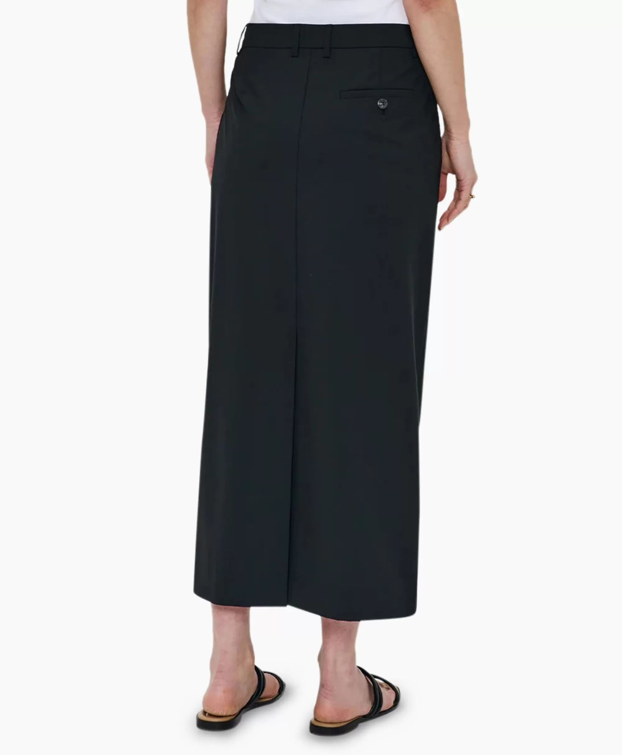 Rokken*Zenggi Midi Rok Tropical Wool Straight Zwart