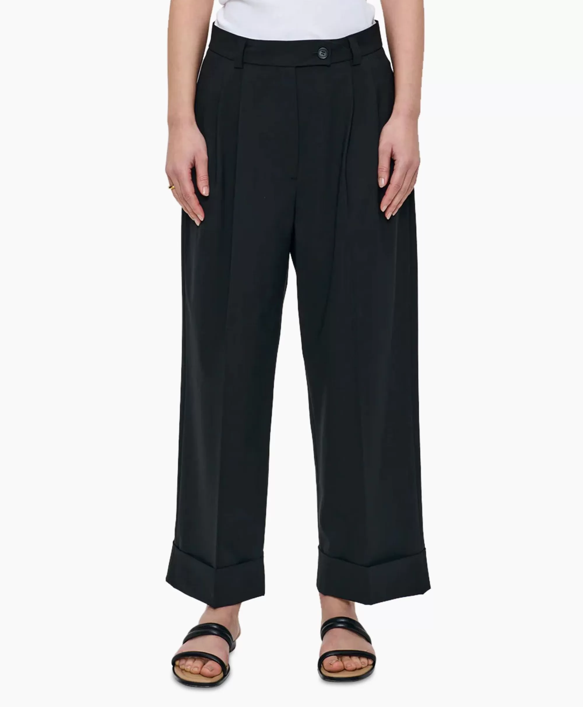 Broeken*Zenggi Pantalon Tropical Wool Straight Zwart